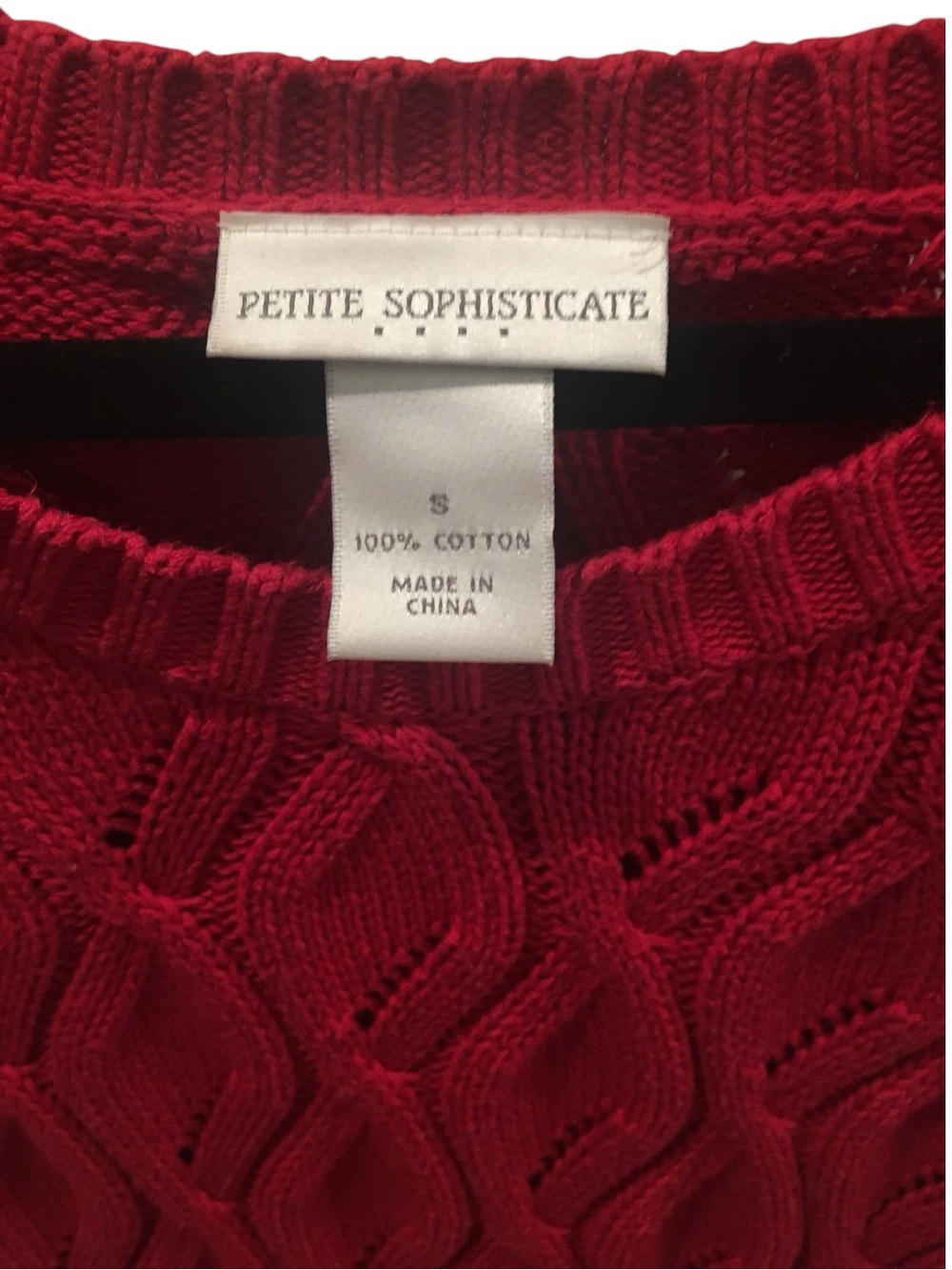 Petite Sophisticate red cable knit sweater - Picture 4 of 4